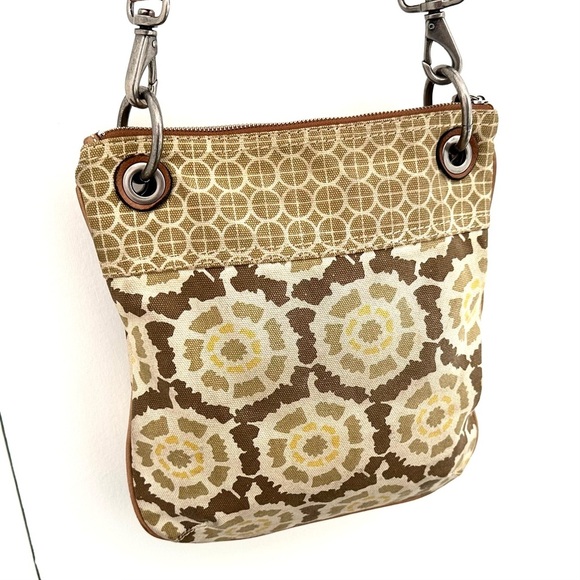 FOSSIL 🌞 Brown, Yellow & Beige Canvas Crossbody Bag - Picture 13 of 13